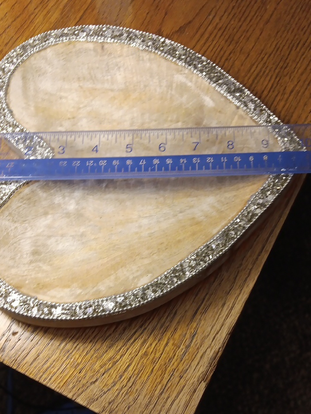 Wooden Heart Decorative Tray - Sequin Trim - Picture 6 of 6